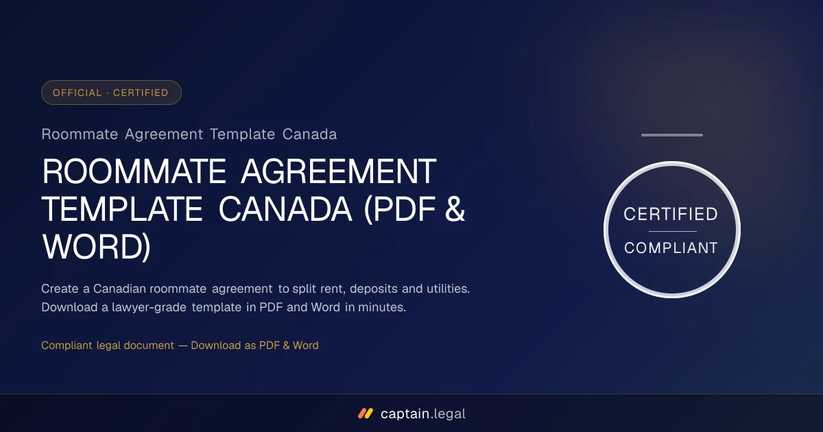 Roommate Agreement Template Canada