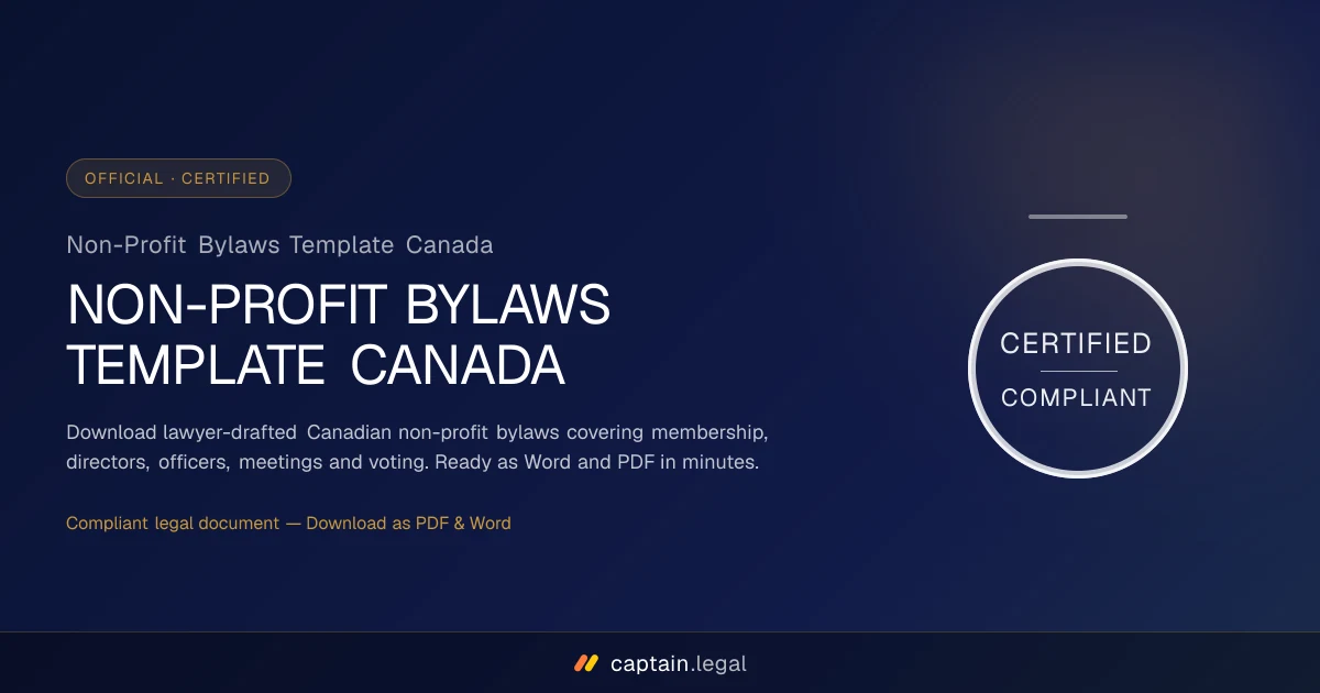 Non-Profit Bylaws Template Canada