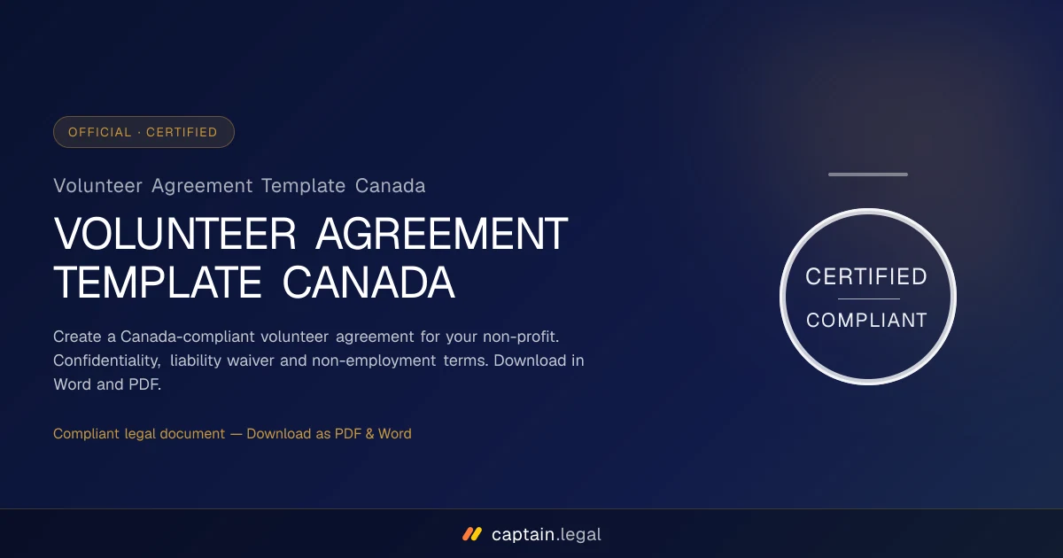 Volunteer Agreement Template Canada