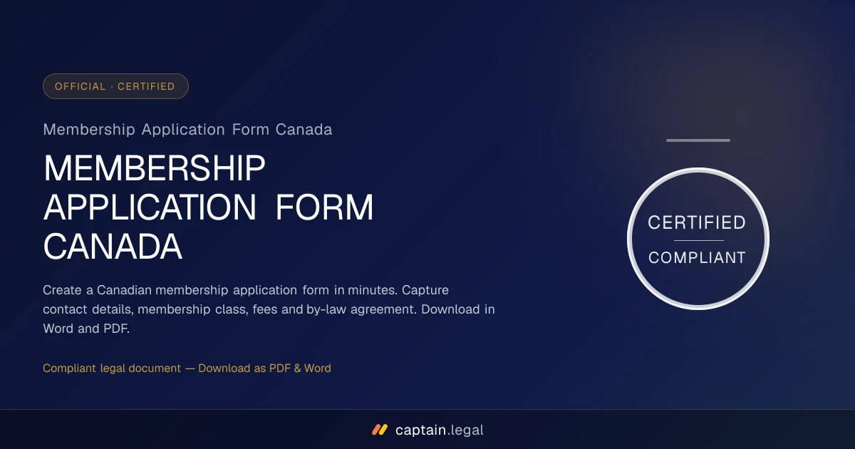 Membership Application Form Canada