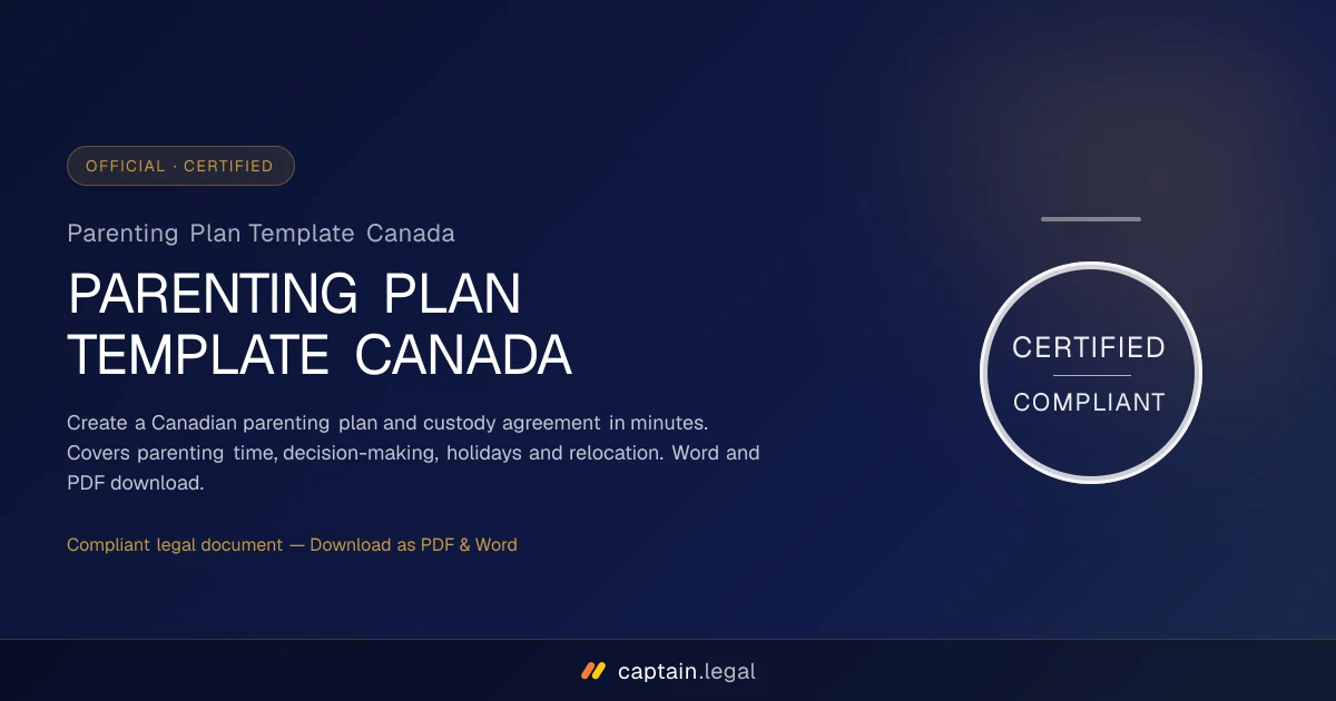 Parenting Plan Template Canada