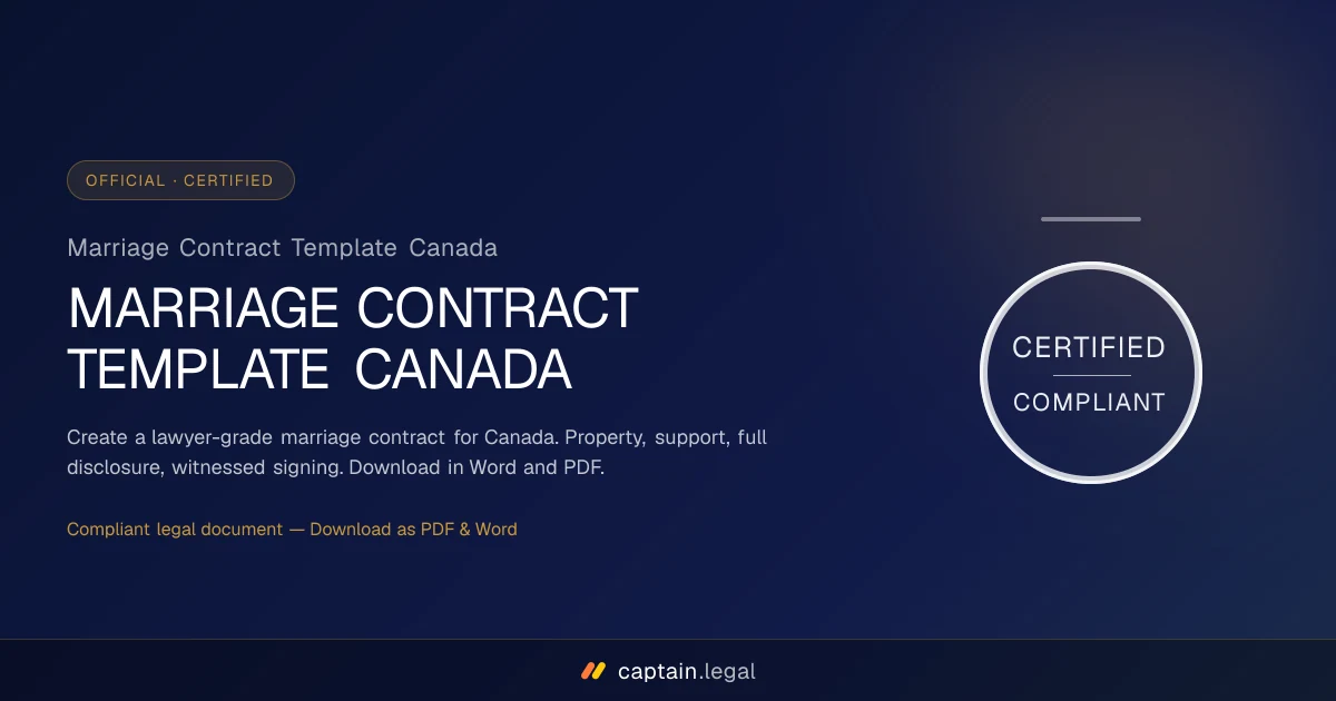 Marriage Contract Template Canada