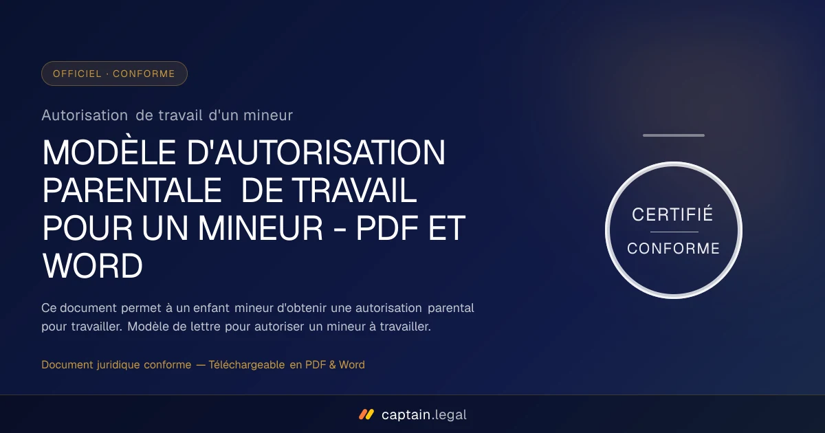 Autorisation de travail d'un mineur