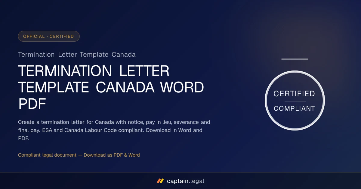 Termination Letter Template Canada
