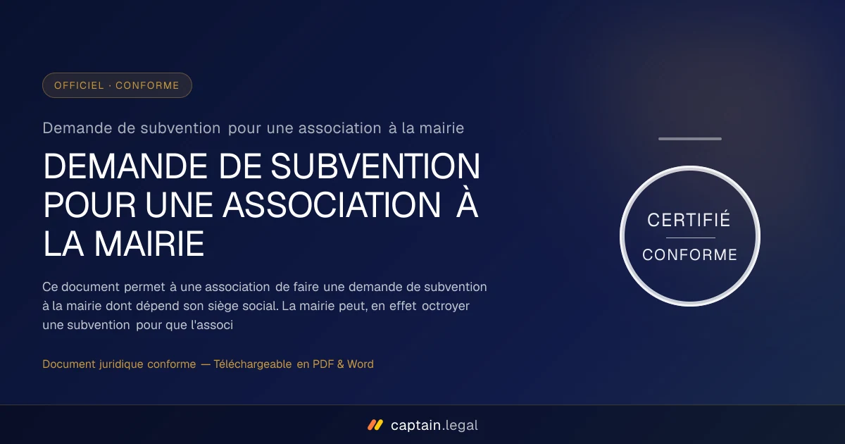 Demande de subvention pour une association à la mairie