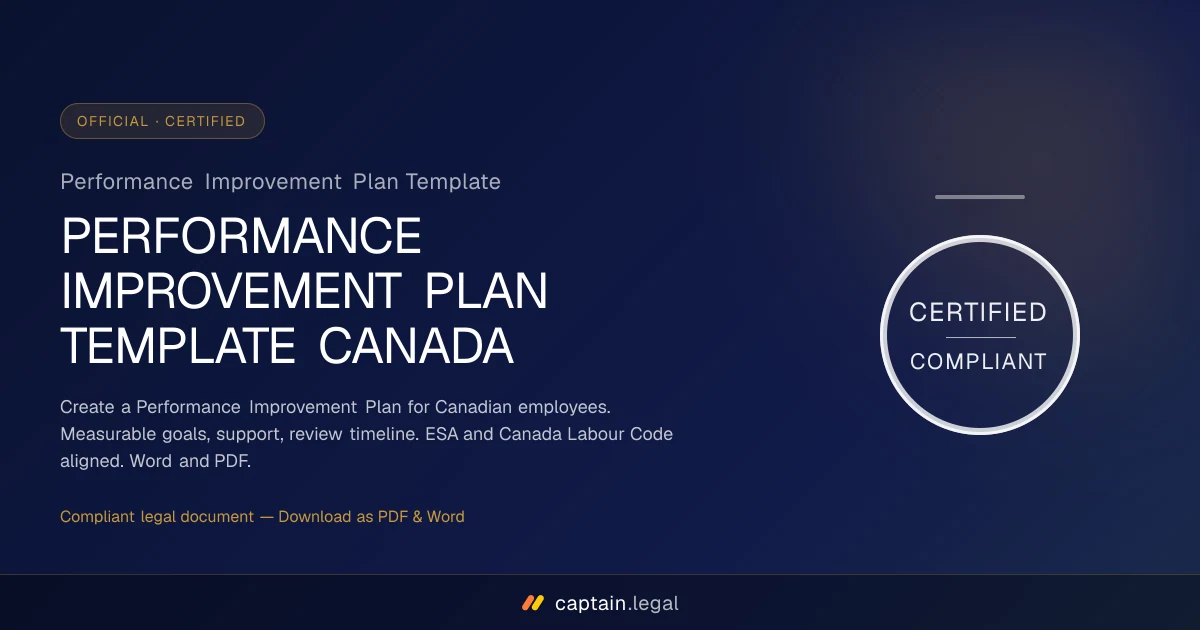Performance Improvement Plan Template