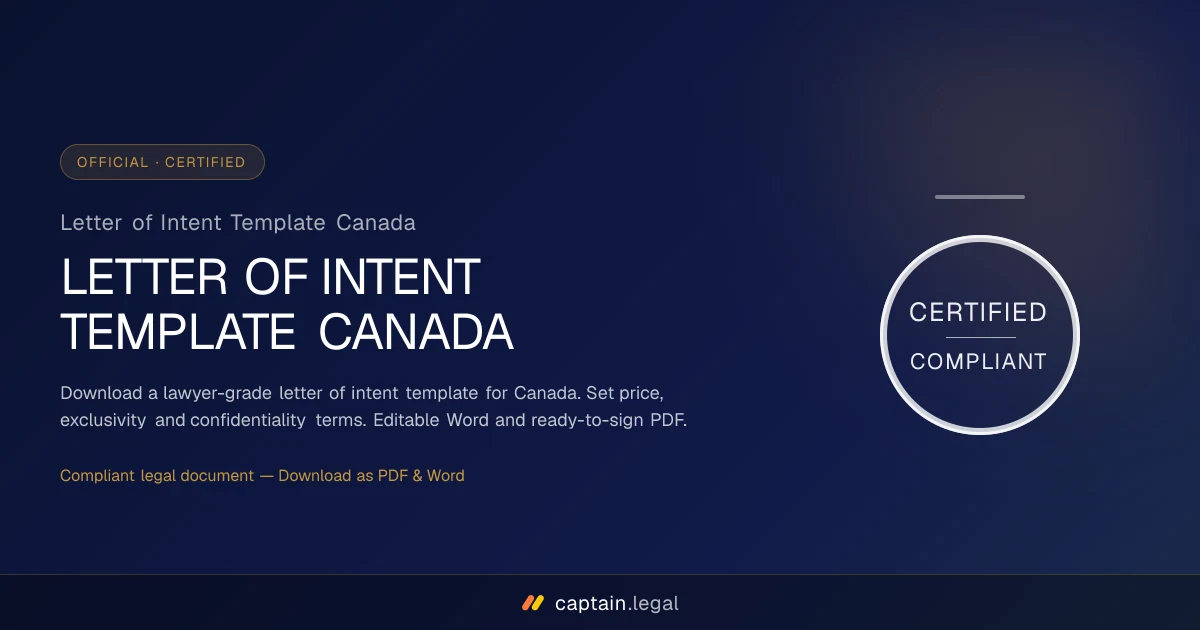 Letter of Intent Template Canada
