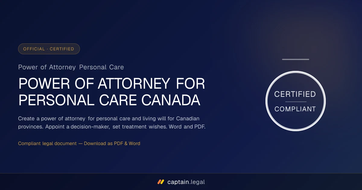 Power of Attorney Personal Care